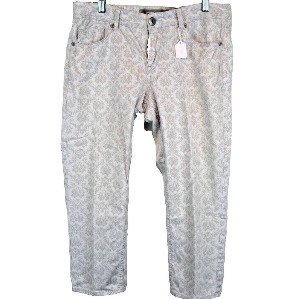 Womens Jordache Gray Paisley Cotton/Spandex Crop Jeans sz 10 (32x21x8r)